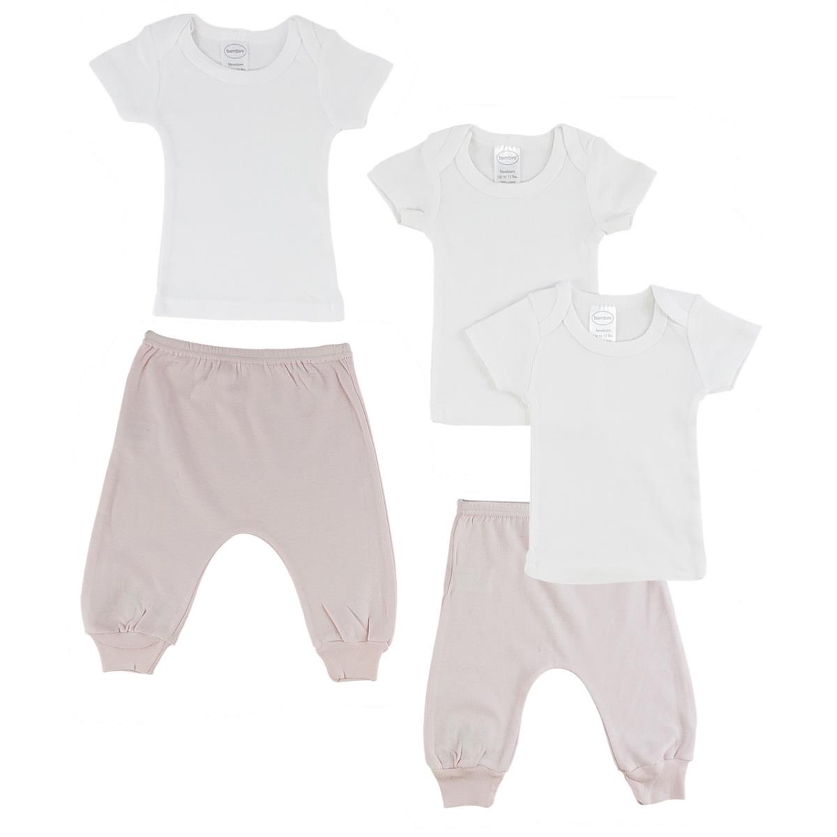 CS-0508NB Infant T-shirts & Joggers, Pink & Pink - Newborn