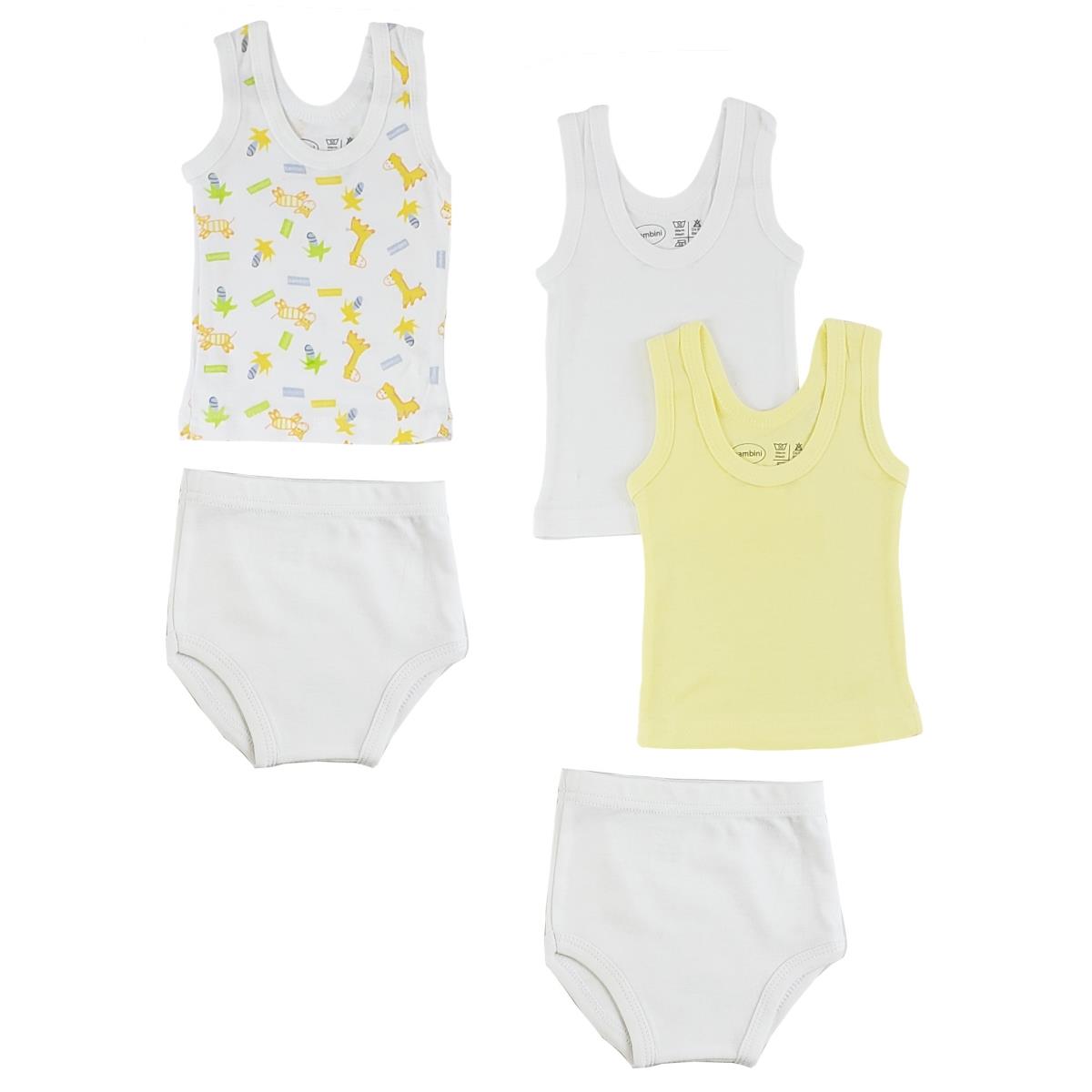 Picture of Bambini CS-0530L Boys Tank Tops & Training Pants&#44; White & Yellow - Large - 5 per Pack