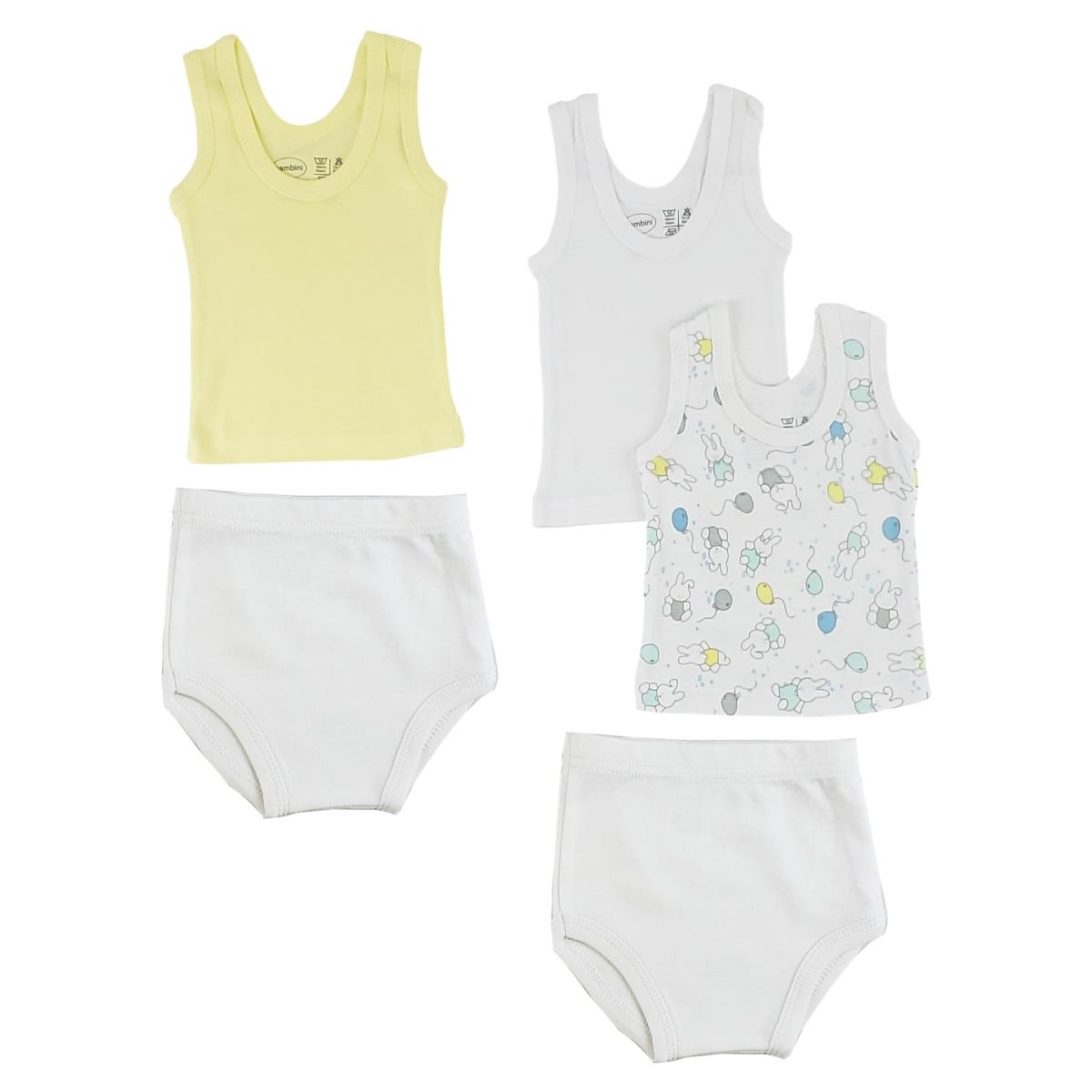 Picture of Bambini CS-0531L Girls Tank Tops & Training Pants&#44; White & Yellow - Large - 5 per Pack