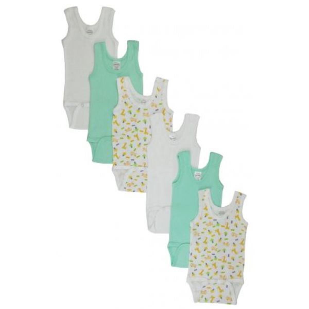 CS-109-109NB Boys Printed Tank Top with Printed, White & Blue - Newborn - 6 per Pack