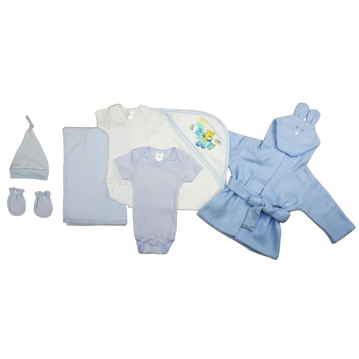 LS-0005 Essential Newborn Baby Boy Layette Set, White & Blue - Newborn