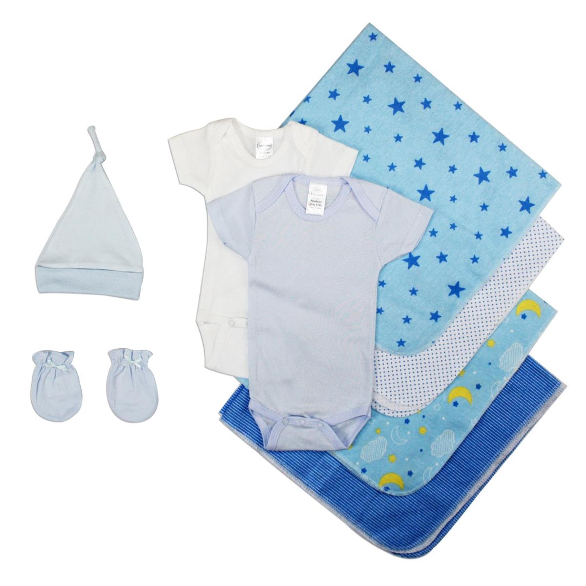 LS-0006 Essential Newborn Baby Boy Layette Set, White & Blue - Newborn