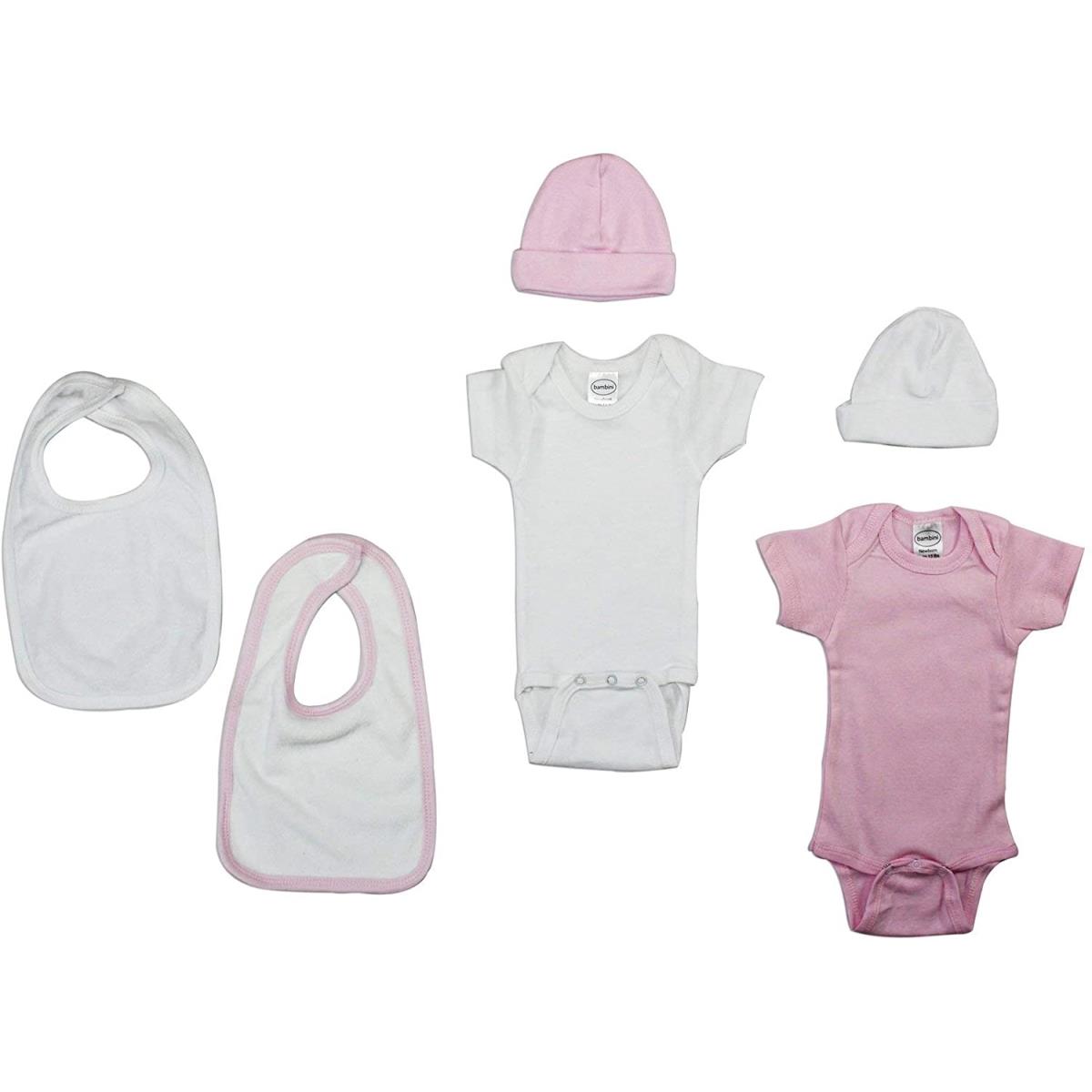 LS-0007S Girls Layette Set, White & Pink - Small