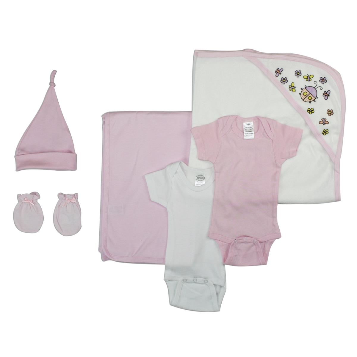 Picture of Bambini LS-0010NB Baby Girl Layette Baby Shower Gift Set&#44; White & Pink - Newborn