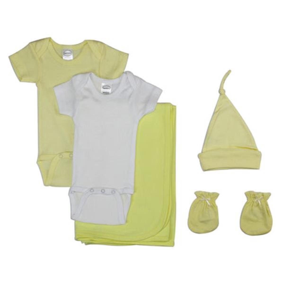 LS-0014 Newborn Baby Layette Set, White & Yellow - Newborn