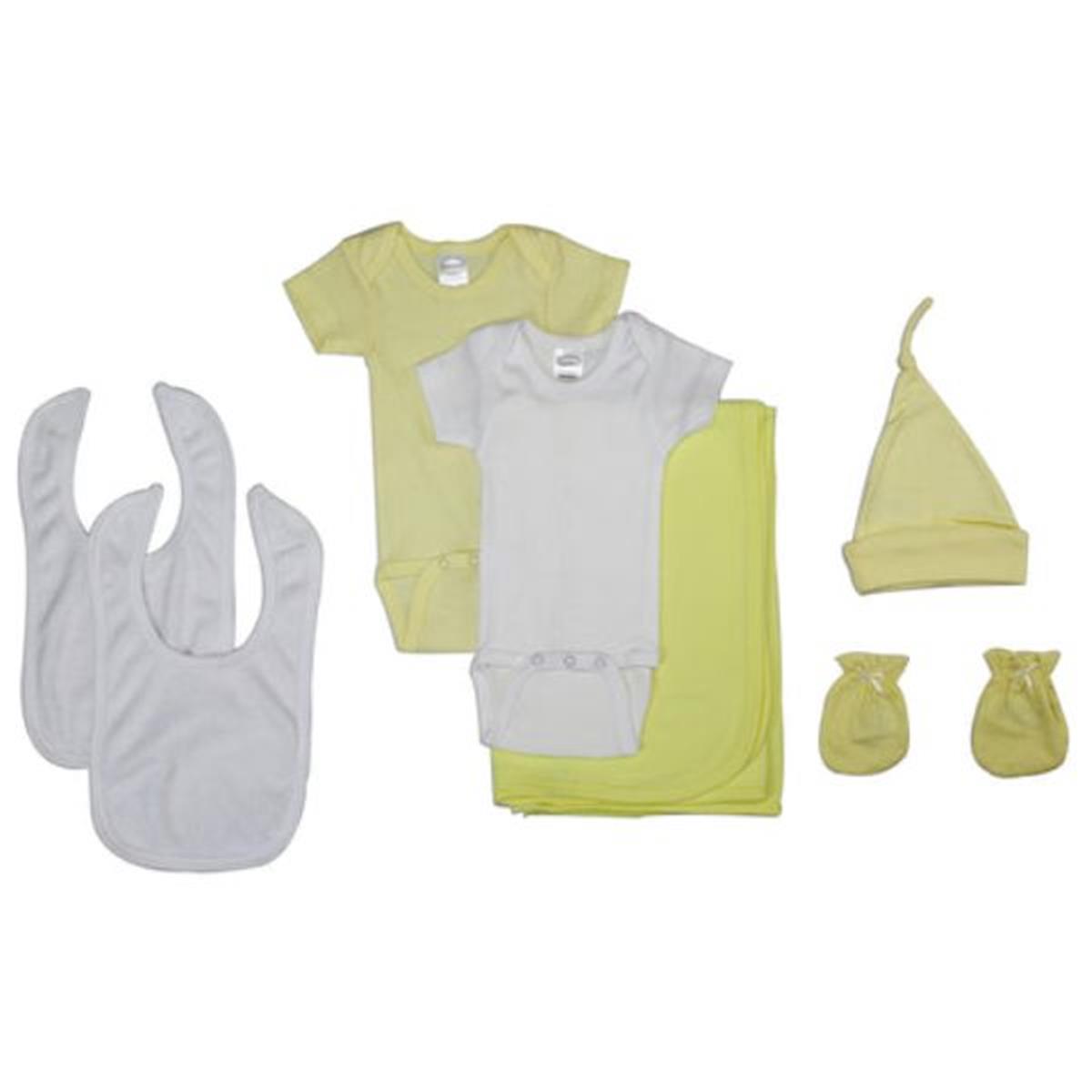 LS-0015 Newborn Baby Layette Set, White & Yellow - Newborn