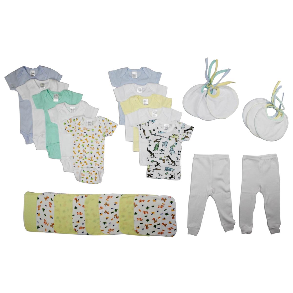 LS-0018M Boys Layette Set, White & Blue - Medium