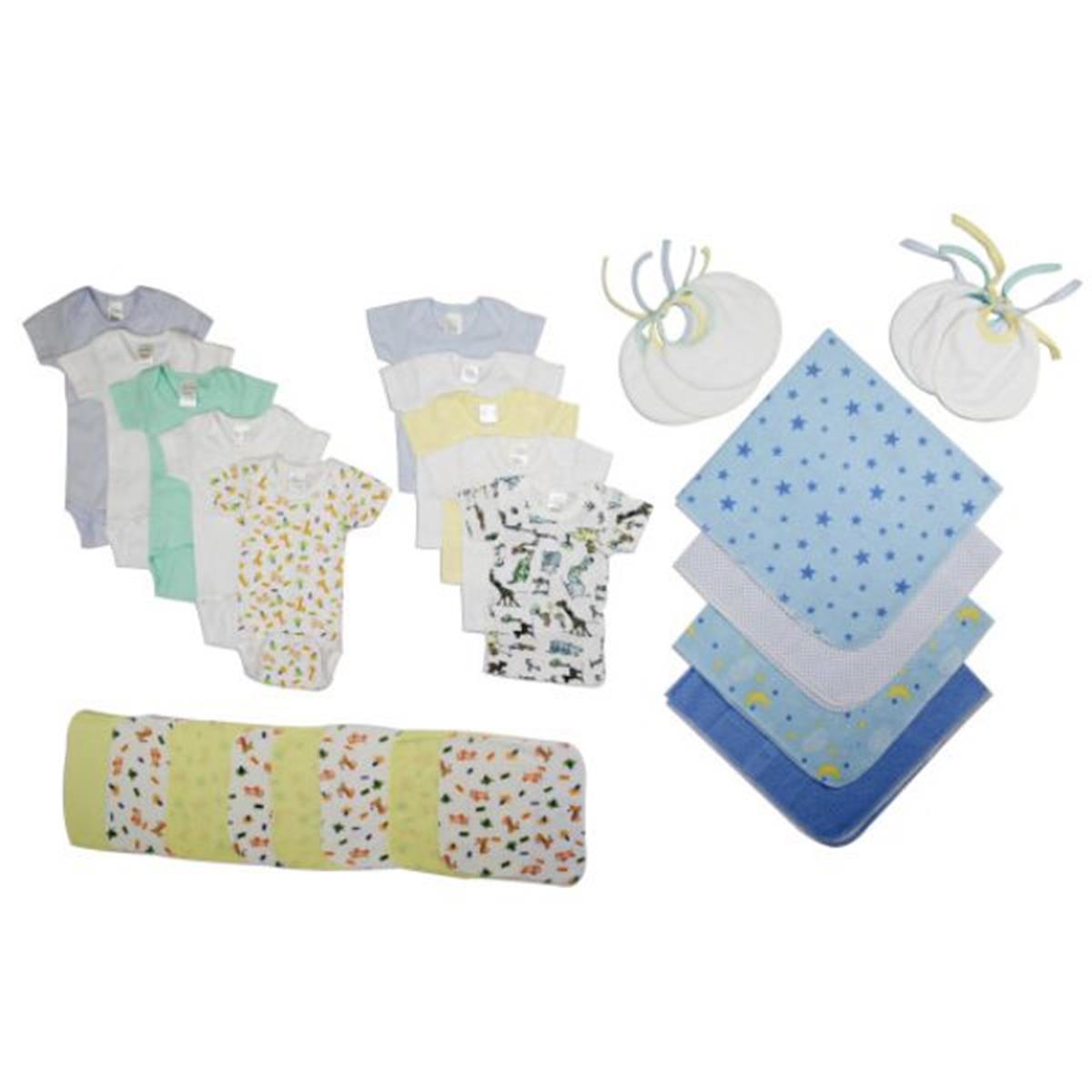 LS-0019S Boy Layette Set, White & Blue - Small
