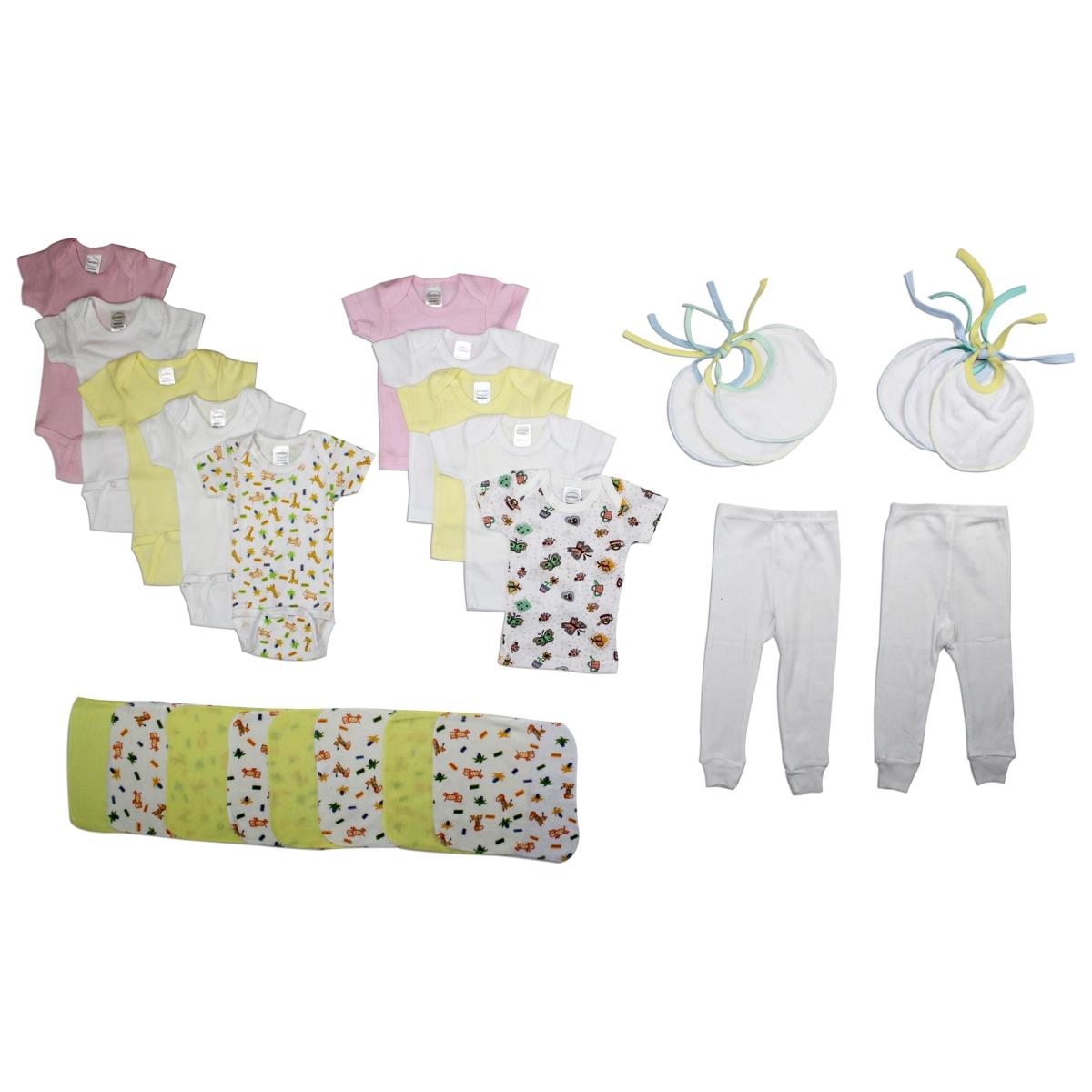 LS-0031M Girls Layette Set, White & Pink - Medium