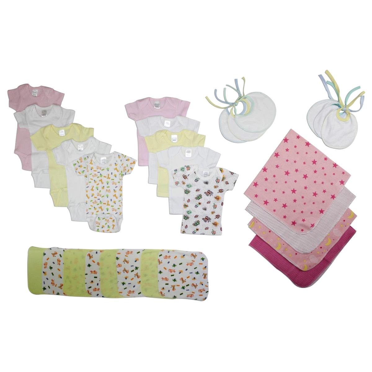 LS-0032M Girls Layette Set, White & Pink - Medium
