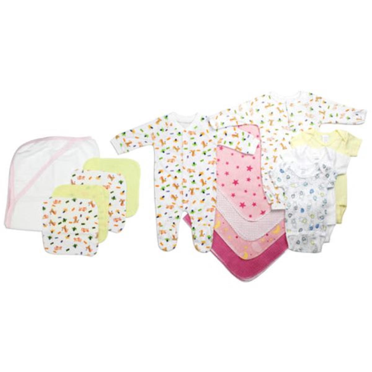 Bambini LS-0037 Newborn Baby Girls Layette Baby Shower Gift Set&#44; White & Pink - Newborn