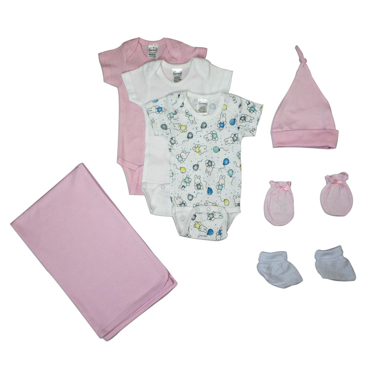 Picture of Bambini LS-0042 Baby Girls Layette Baby Shower Gift Set&#44; White & Pink - Newborn