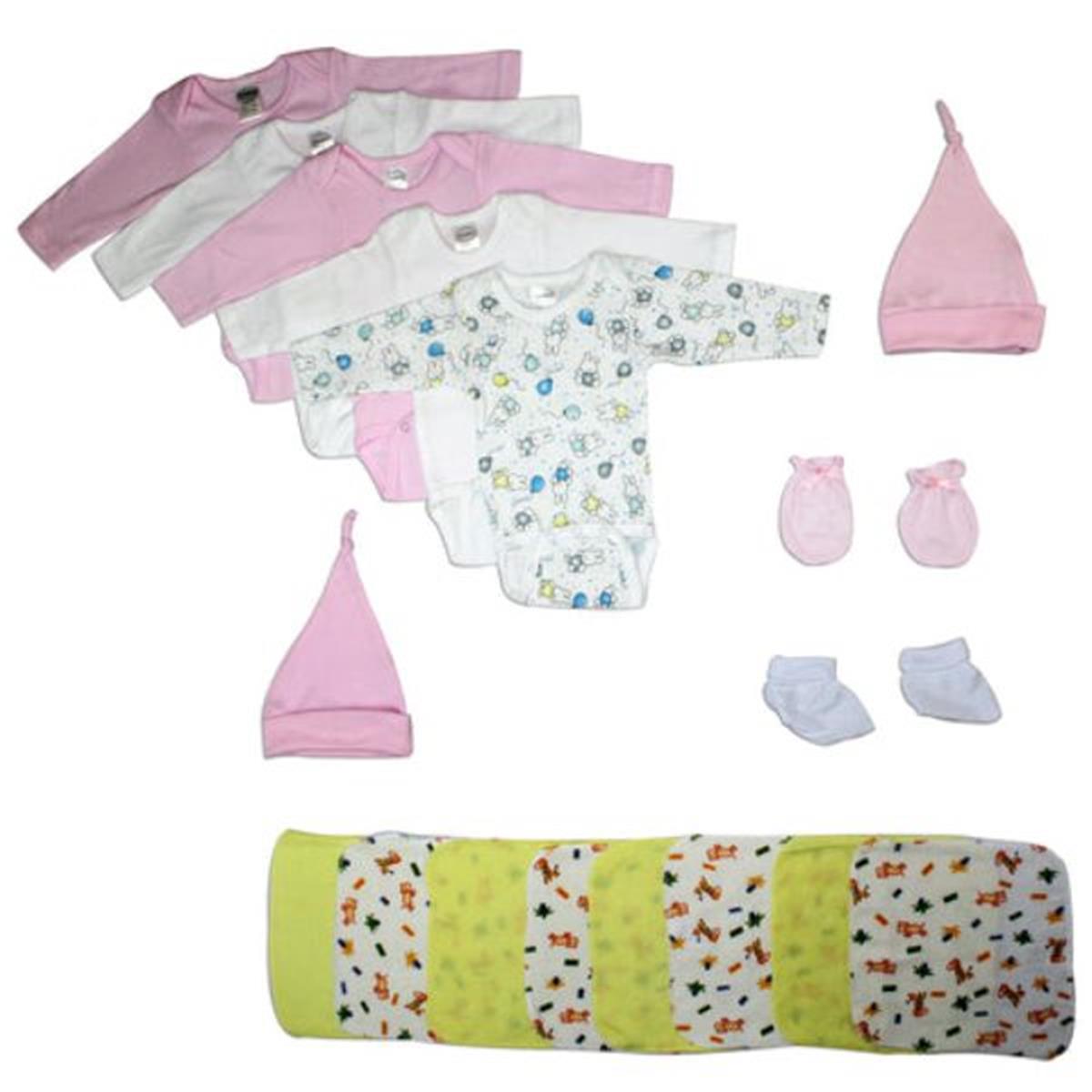 Bambini LS-0062 Newborn Baby Girl Layette Baby Shower Gift Set&#44; White & Pink - Newborn