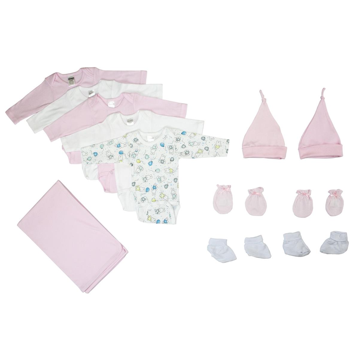 Picture of Bambini LS-0063 Baby Girl Layette Baby Shower Gift Set&#44; White & Pink - Newborn