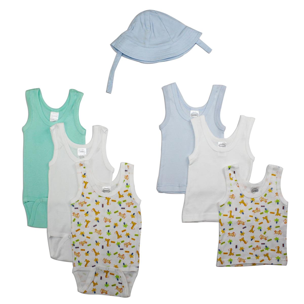 LS-0064M Boys Summer Layette Set, White & Blue - Medium