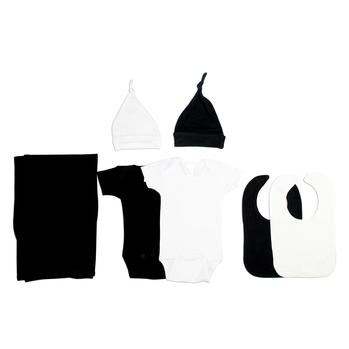 LS-0067M Layette Set, White & Black - Medium