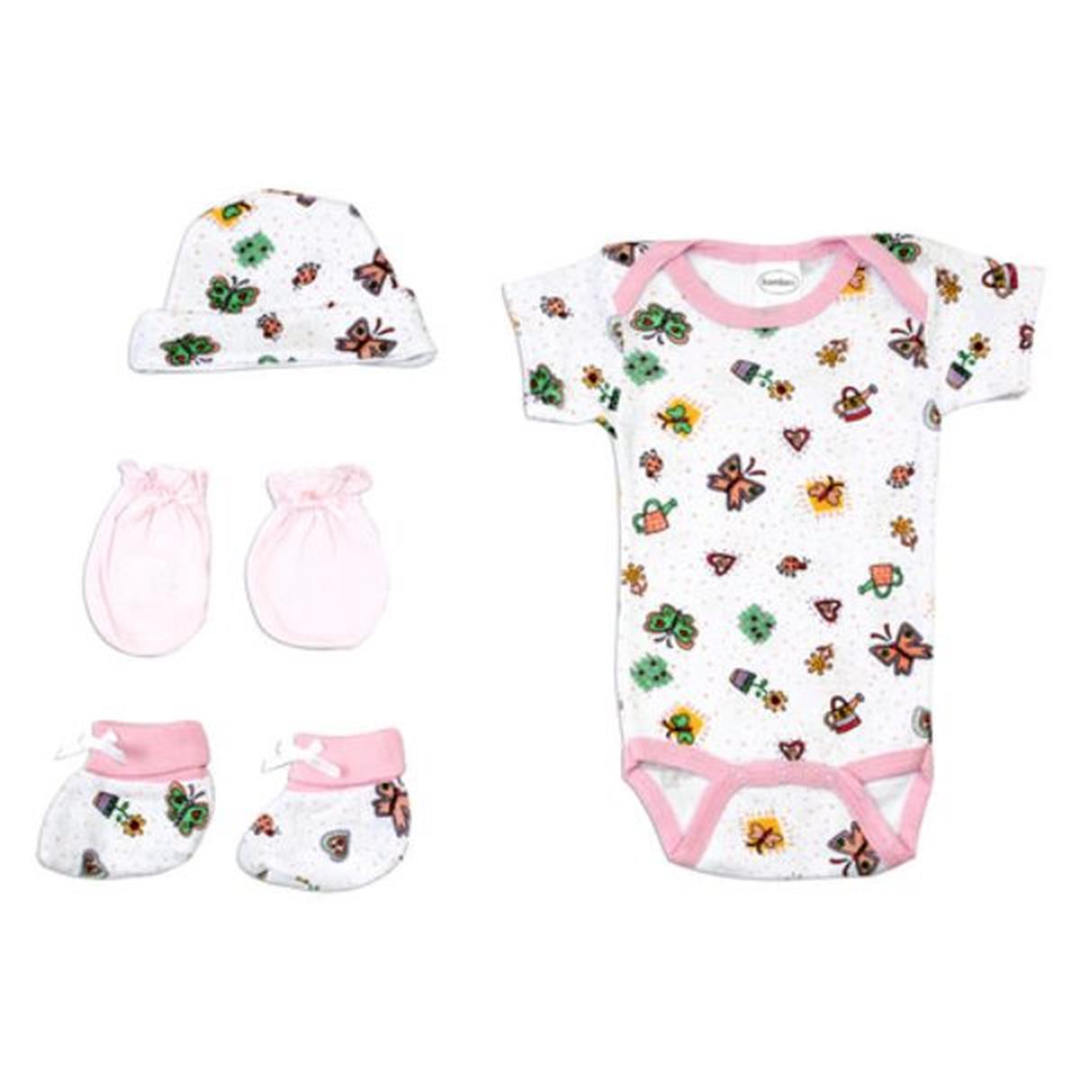Bambini LS-0082 Newborn Baby Girls Layette Baby Shower Gift Set&#44; White & Pink - Newborn