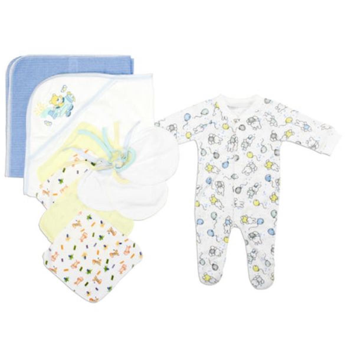 Bambini LS-0091 Newborn Baby Boys Layette Baby Shower Gift Set&#44; White & Blue - Newborn