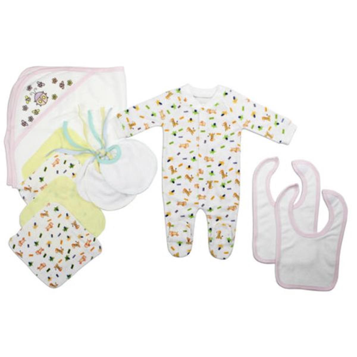 Bambini LS-0093 Newborn Baby Boys Layette Baby Shower Gift Set&#44; White & Pink - Newborn