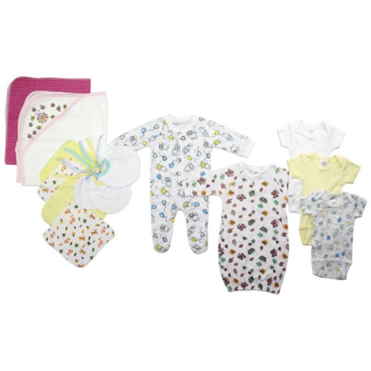 Bambini LS-0096 Newborn Baby Girls Layette Baby Shower Gift Set&#44; White & Pink - Newborn