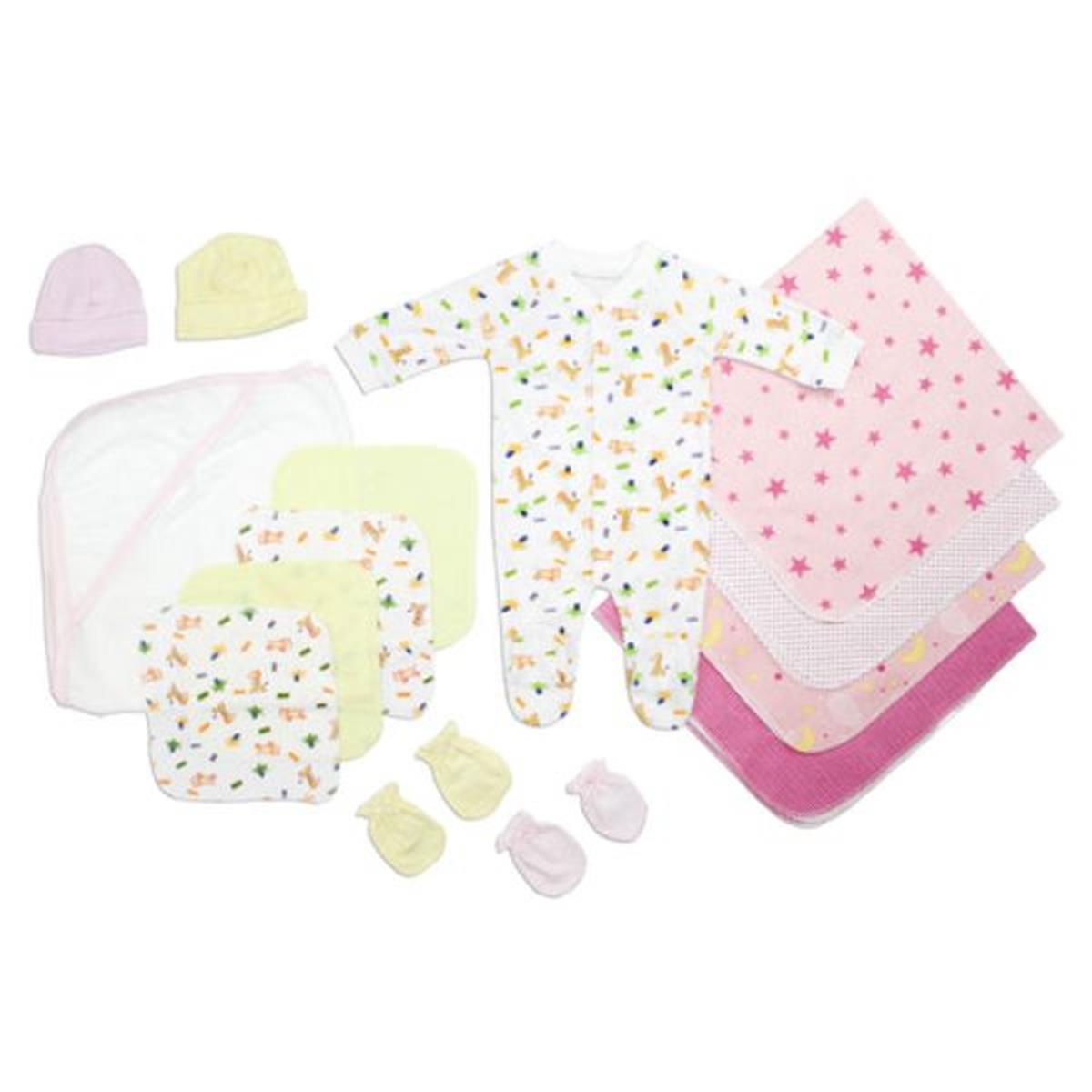 Bambini LS-0099 Newborn Baby Girls Layette Baby Shower Gift Set&#44; White & Pink - Newborn
