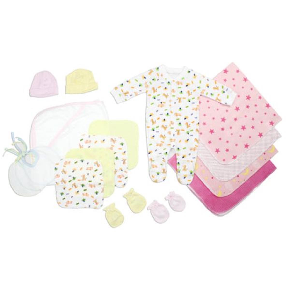 Bambini LS-0101 Newborn Baby Girls Layette Baby Shower Gift Set&#44; White & Pink - Newborn