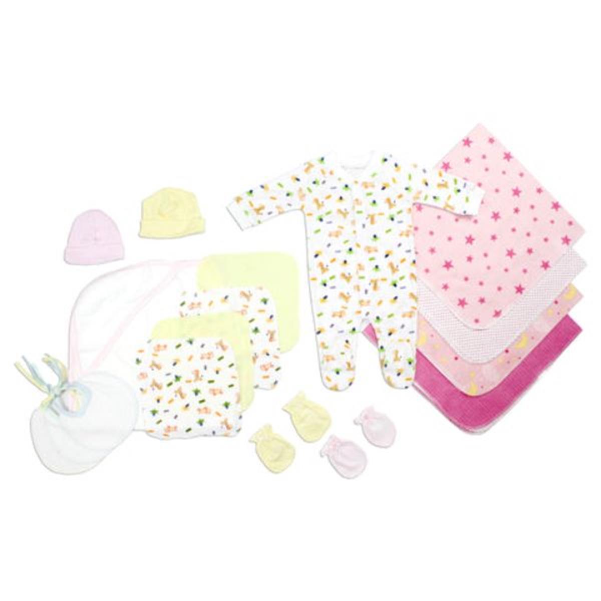 Bambini LS-0103 Newborn Baby Girls Layette Baby Shower Gift Set&#44; White & Pink - Newborn