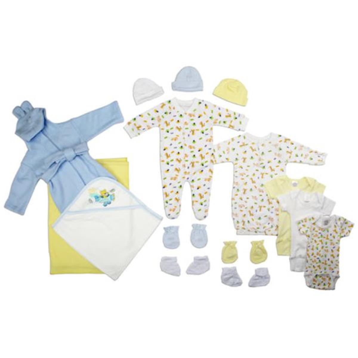 Bambini LS-0114 Newborn Baby Boys Layette Baby Shower Gift Set&#44; White & Blue - Newborn