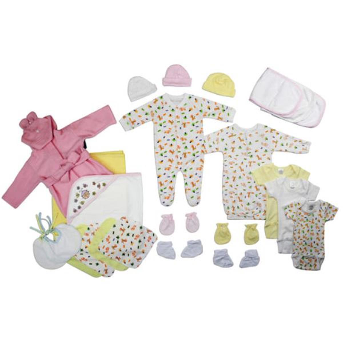 Bambini LS-0119 Newborn Baby Girls Layette Baby Shower Gift Set&#44; White & Pink - Newborn