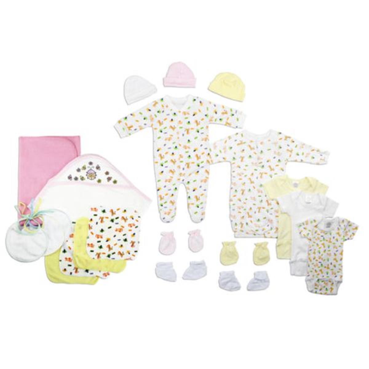 Bambini LS-0121 Newborn Baby Girls Layette Baby Shower Gift Set&#44; White & Pink - Newborn