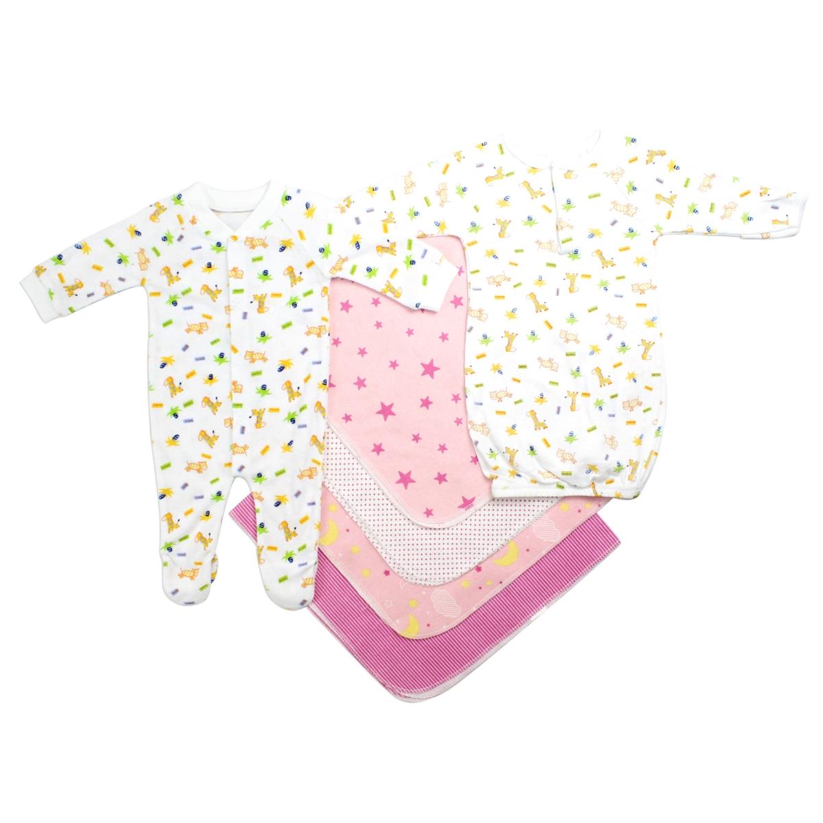 LS-0123 Girls Layette Set, White & Pink - Newborn