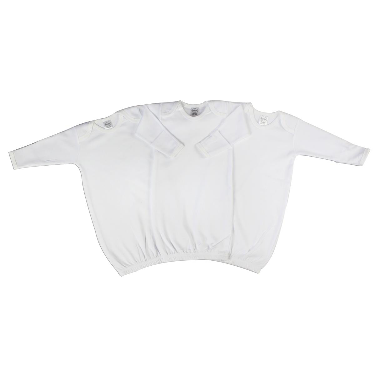 LS-0140 Neutral Newborn Baby Gown Set, White - Newborn