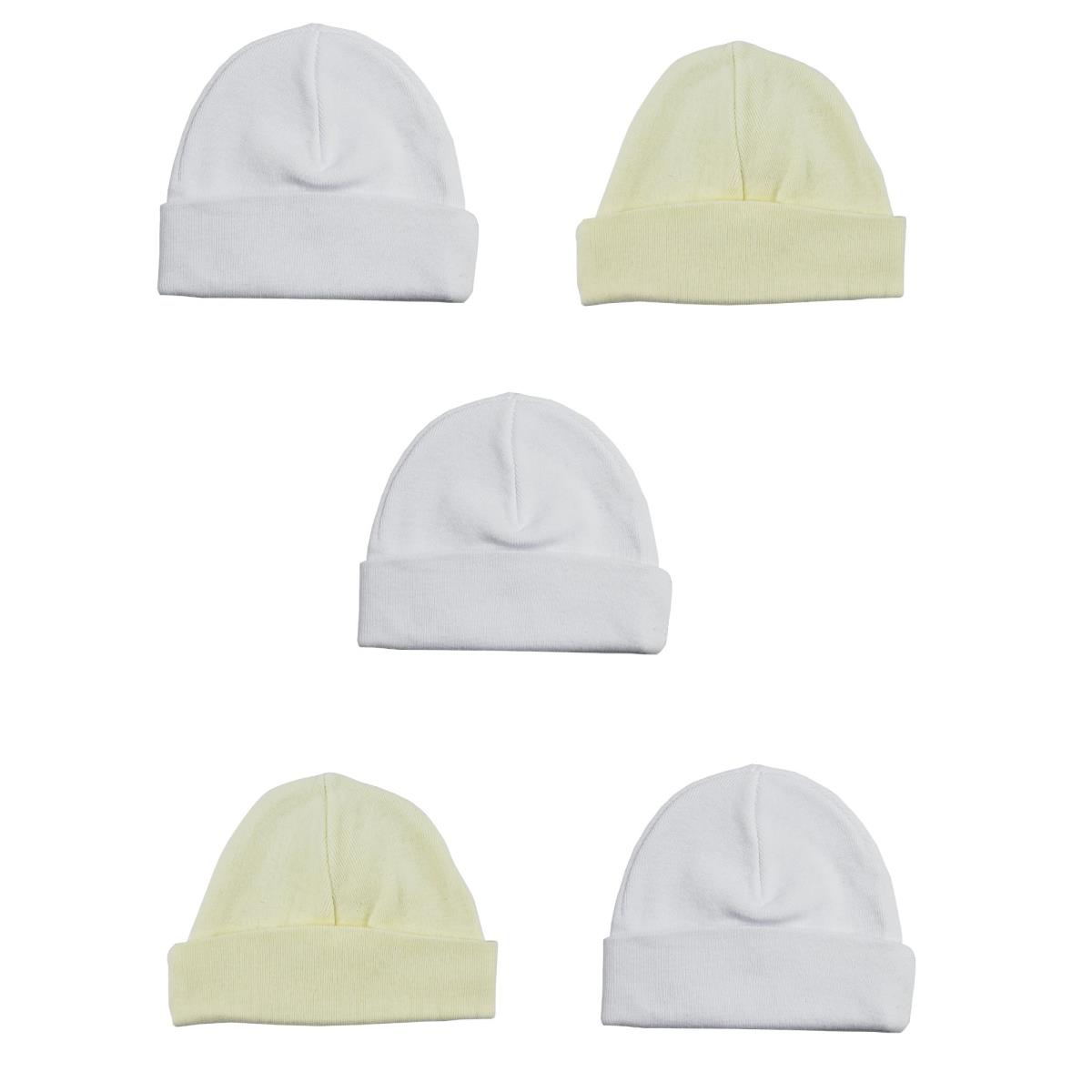 Picture of Bambini LS-0310 Beanie Baby Caps&#44; White & Yellow - One Size - 5 per Pack