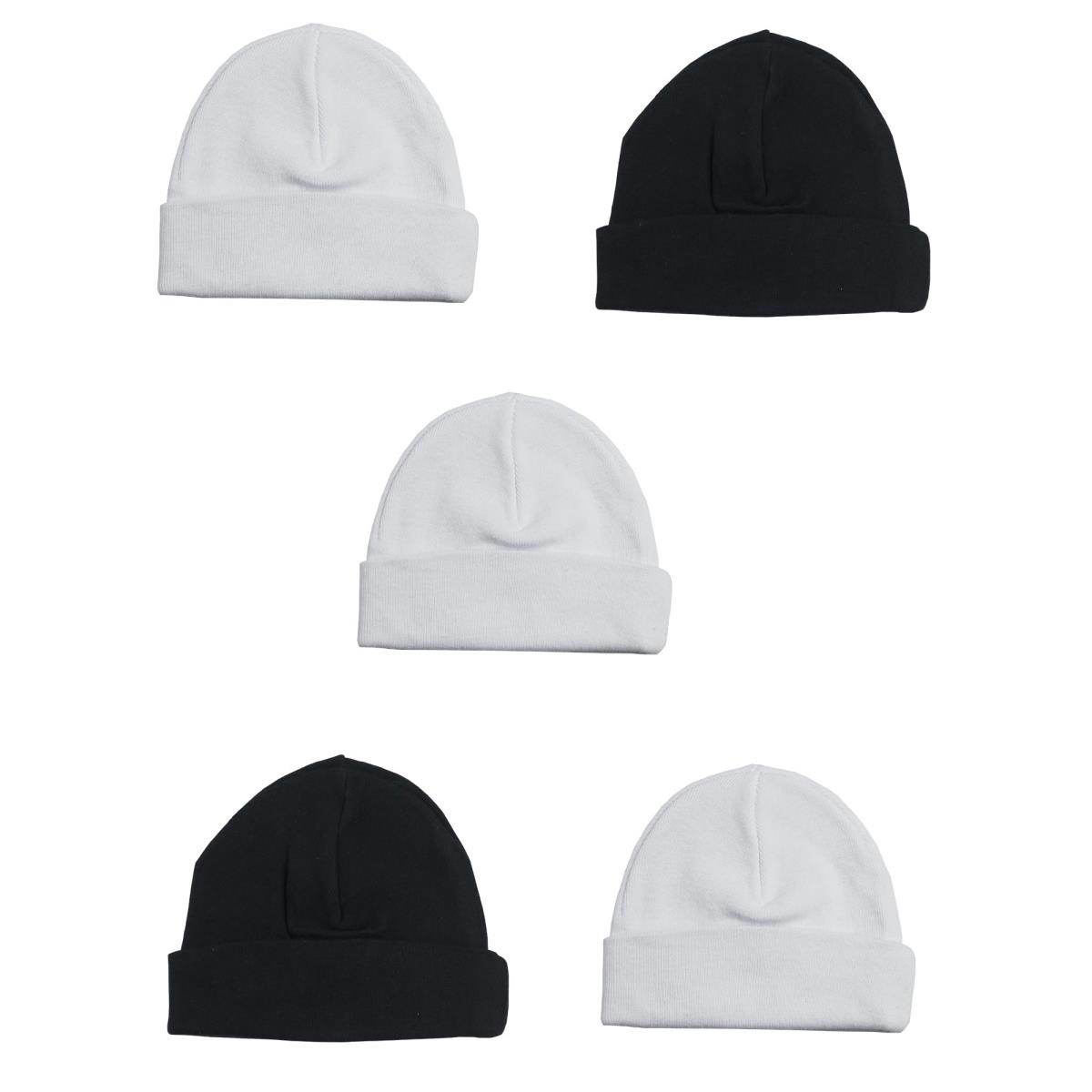 Picture of Bambini LS-0311 Boys Baby Cap&#44; White & Black - One Size - 5 per Pack