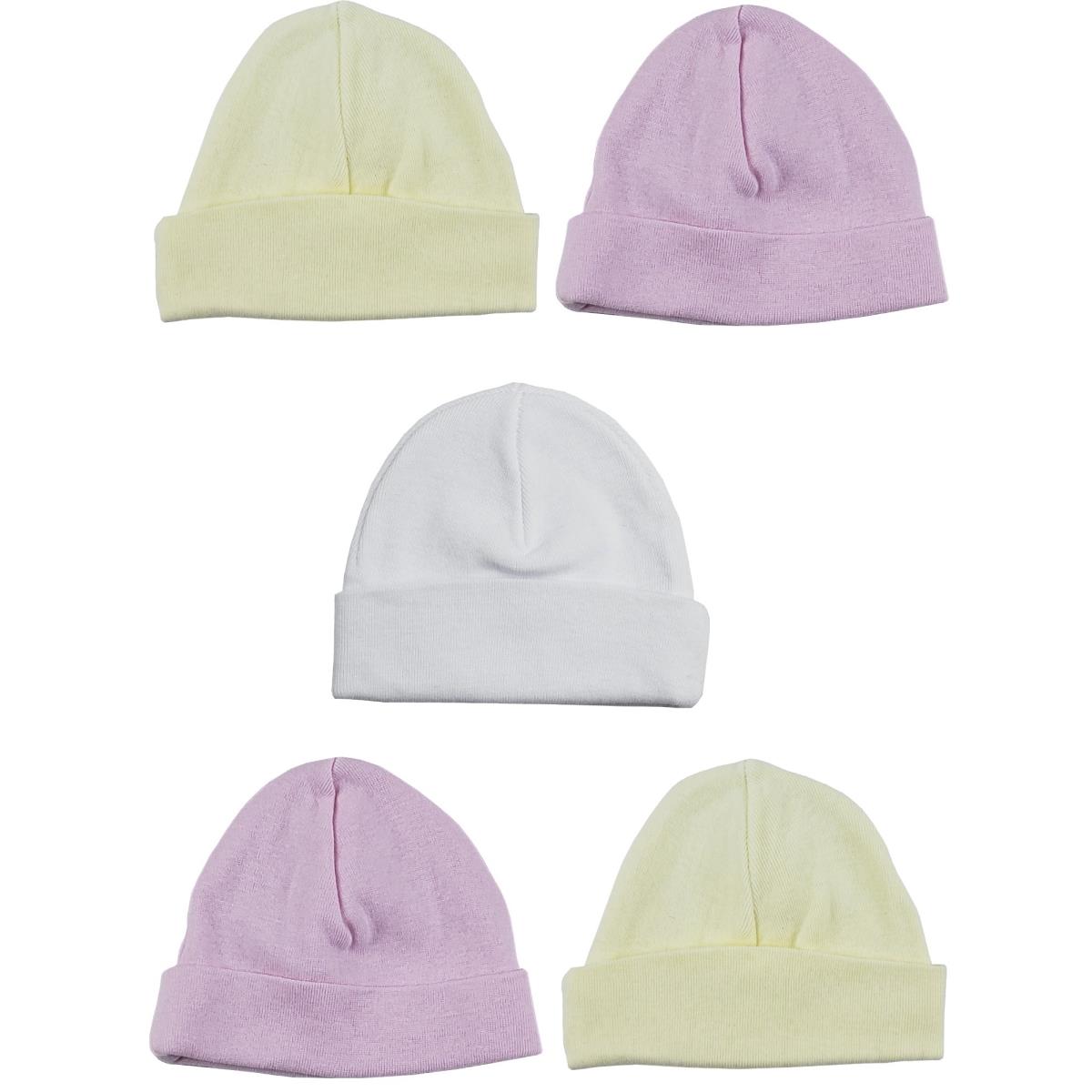 Picture of Bambini LS-0313 Girls Baby Cap - Pink&#44; Yellow & White - One Size - 5 per Pack