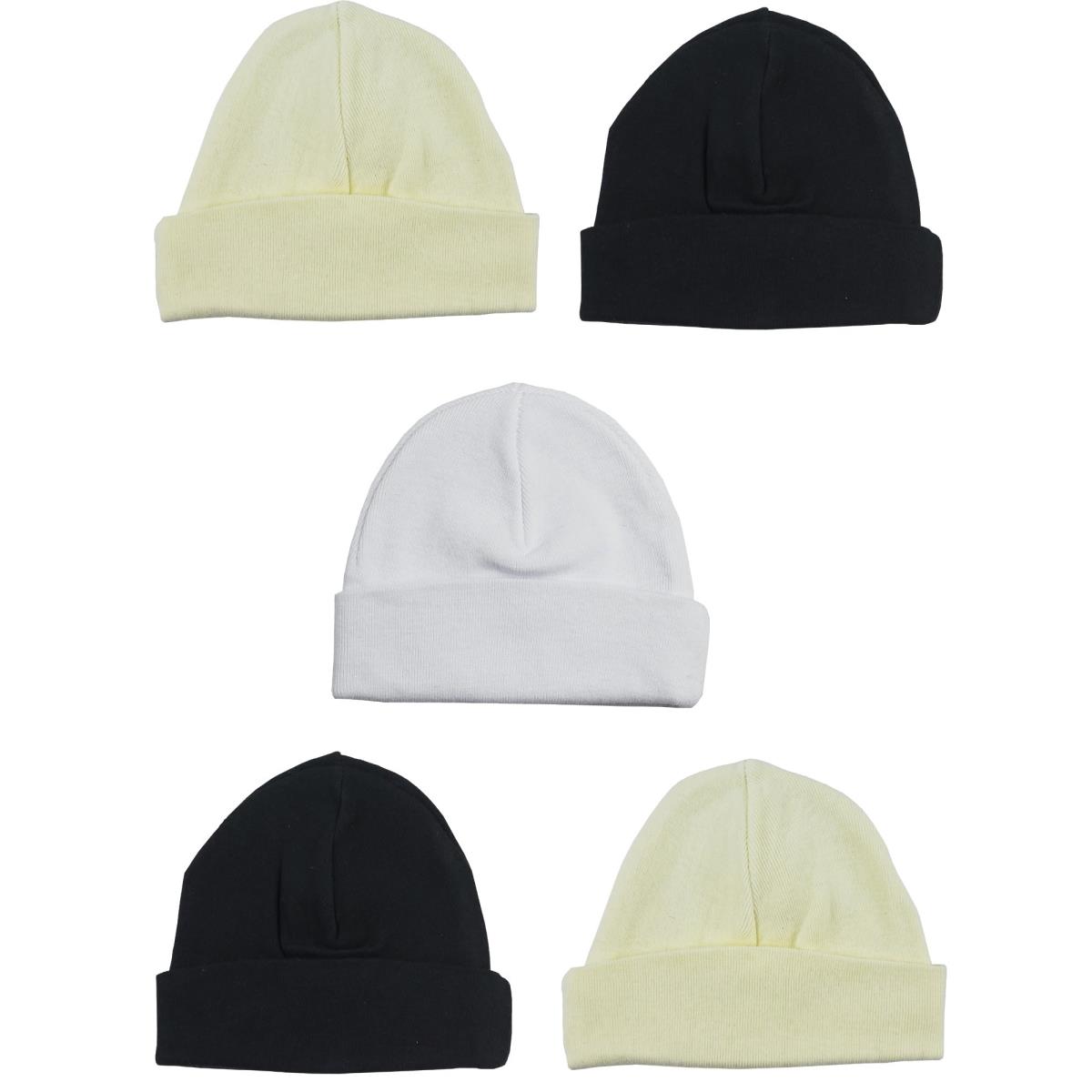 Picture of Bambini LS-0314 Beanie Baby Caps - White&#44; Black & Yellow - One Size - 5 per Pack