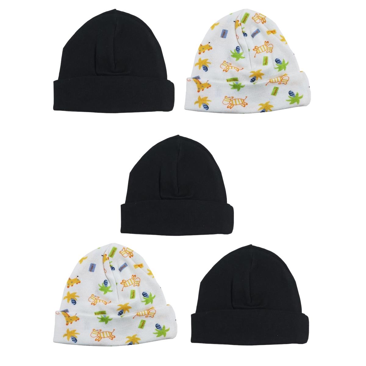 Picture of Bambini LS-0321 Beanie Baby Caps&#44; Black & Prints - One Size - 5 per Pack