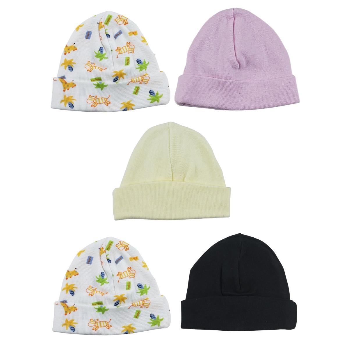 Picture of Bambini LS-0334 Girls Baby Cap - Yellow&#44; Black&#44; Pink & Print - One Size - 5 per Pack