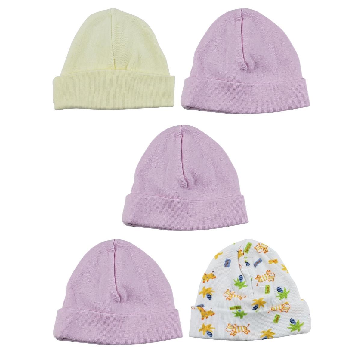 Picture of Bambini LS-0336 Girls Baby Cap - Yellow&#44; Pink & Print - One Size - 5 per Pack