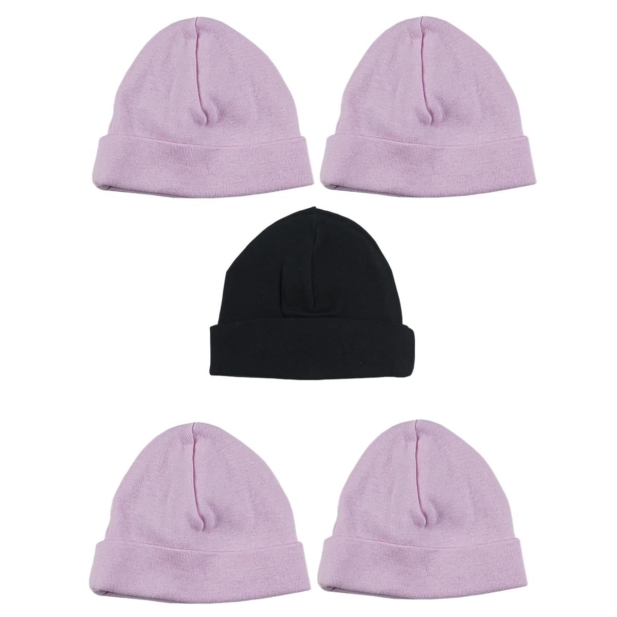 Picture of Bambini LS-0346 Girls Baby Cap&#44; Pink & Black - One Size - 5 per Pack
