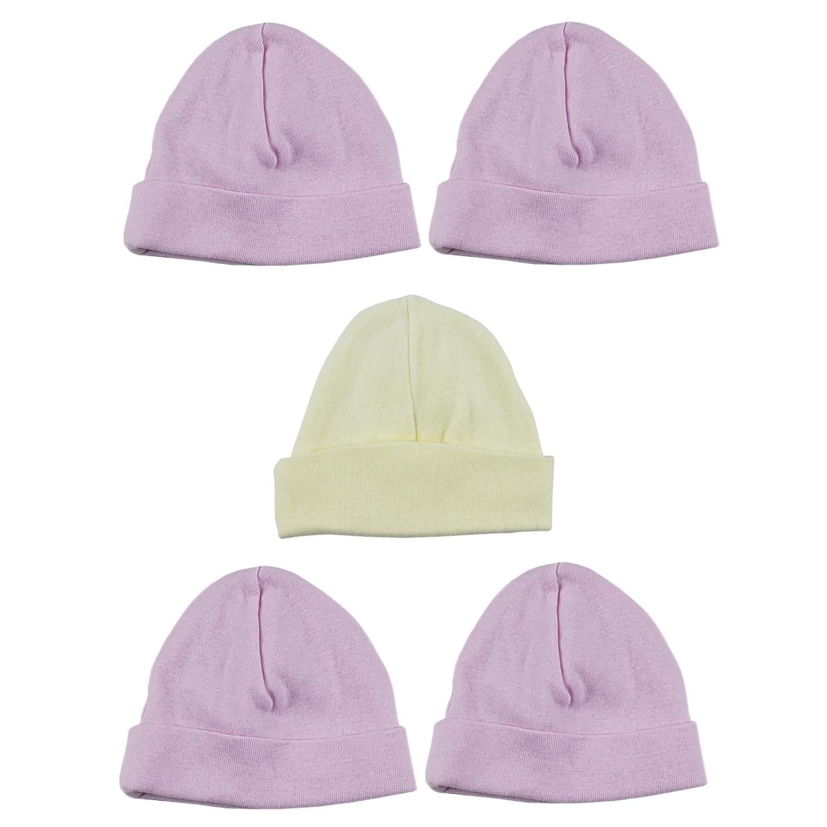LS-0350 Girls Baby Cap, Pink & Yellow - One Size - 5 per Pack