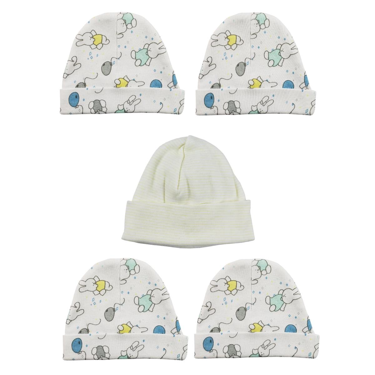 LS-0356 Beanie Baby Caps, Yellow & Prints - One Size - 5 per Pack
