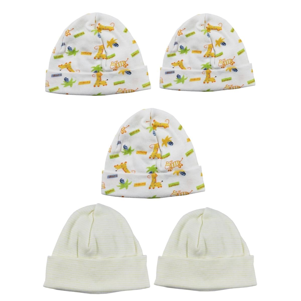 LS-0357 Beanie Baby Caps, Yellow & Prints - One Size - 5 per Pack