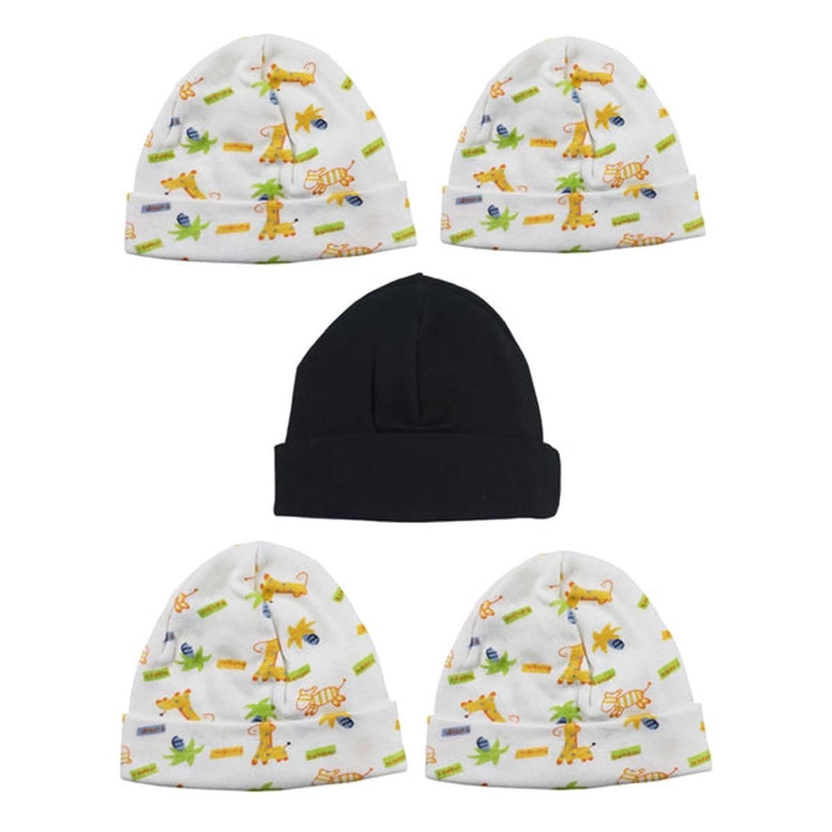 LS-0359 Beanie Baby Caps, Prints & Black - One Size - 5 per Pack