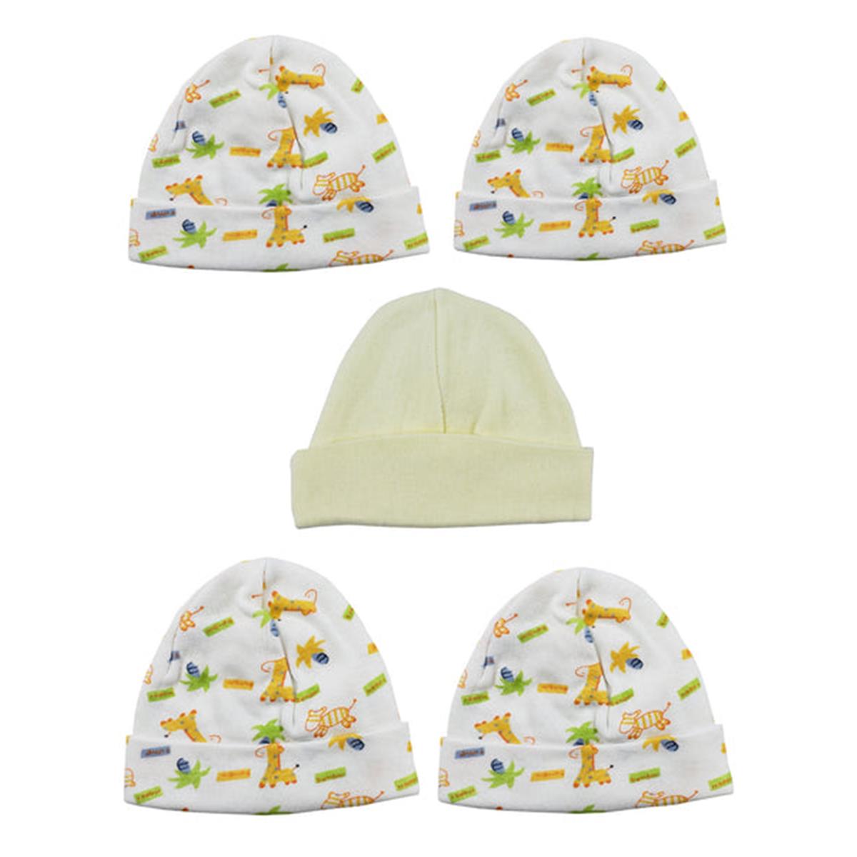 LS-0363 Beanie Baby Caps, Yellow & Prints - One Size - 5 per Pack