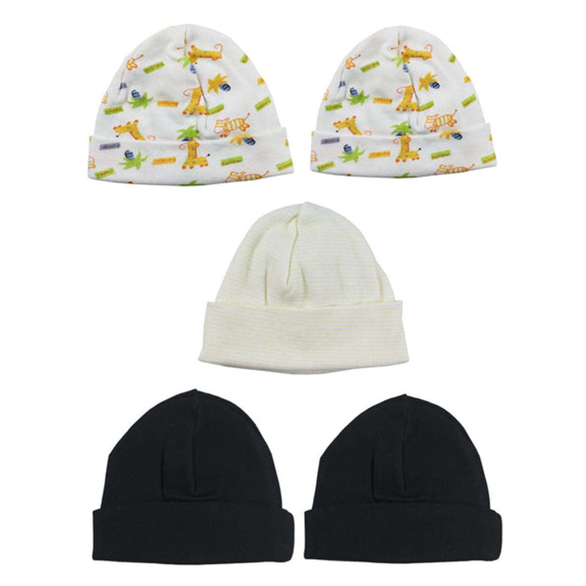 LS-0365 Beanie Baby Caps - White, Black & Prints - One Size - 5 per Pack
