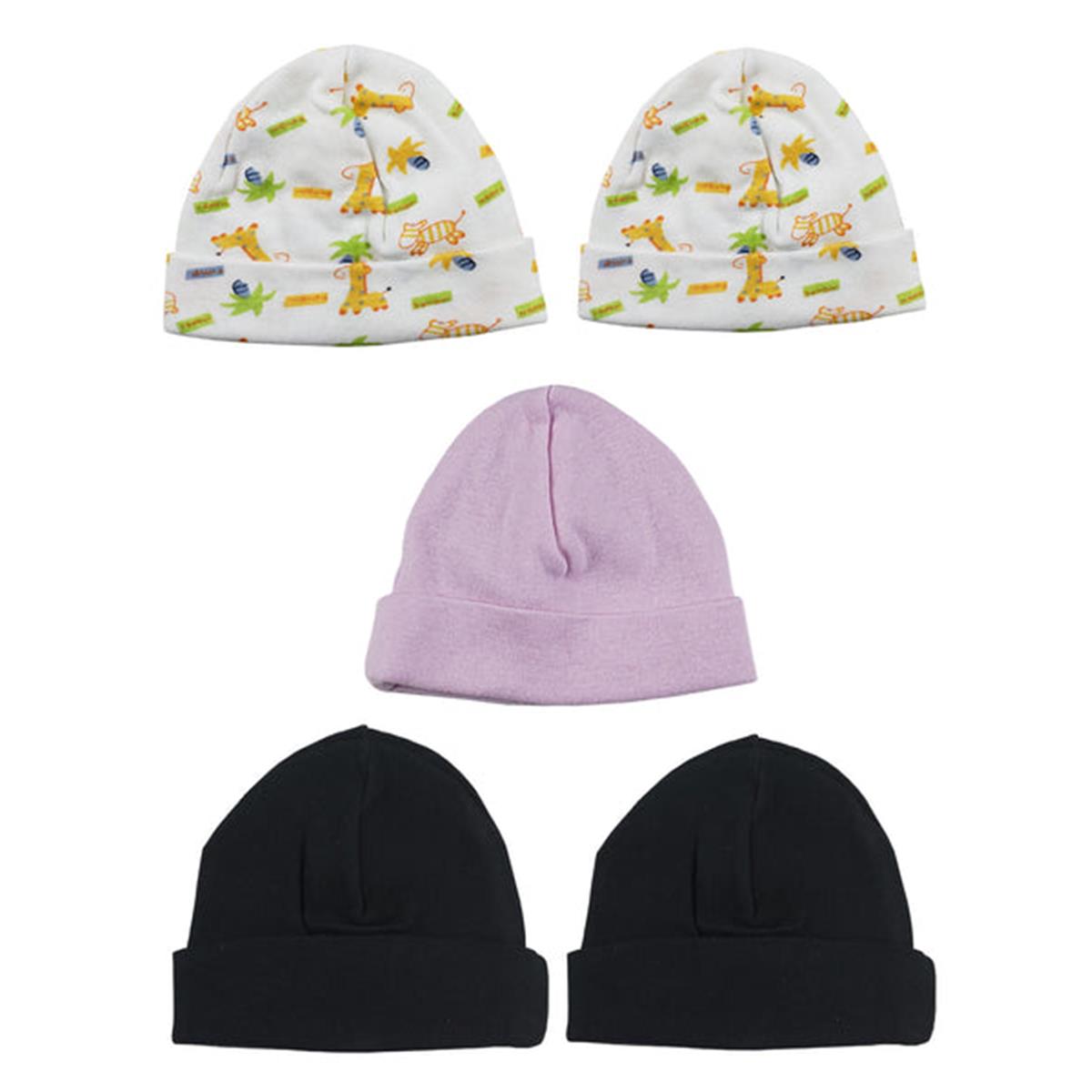 LS-0367 Girls Baby Cap - Pink, Black & Print - One Size - 5 per Pack