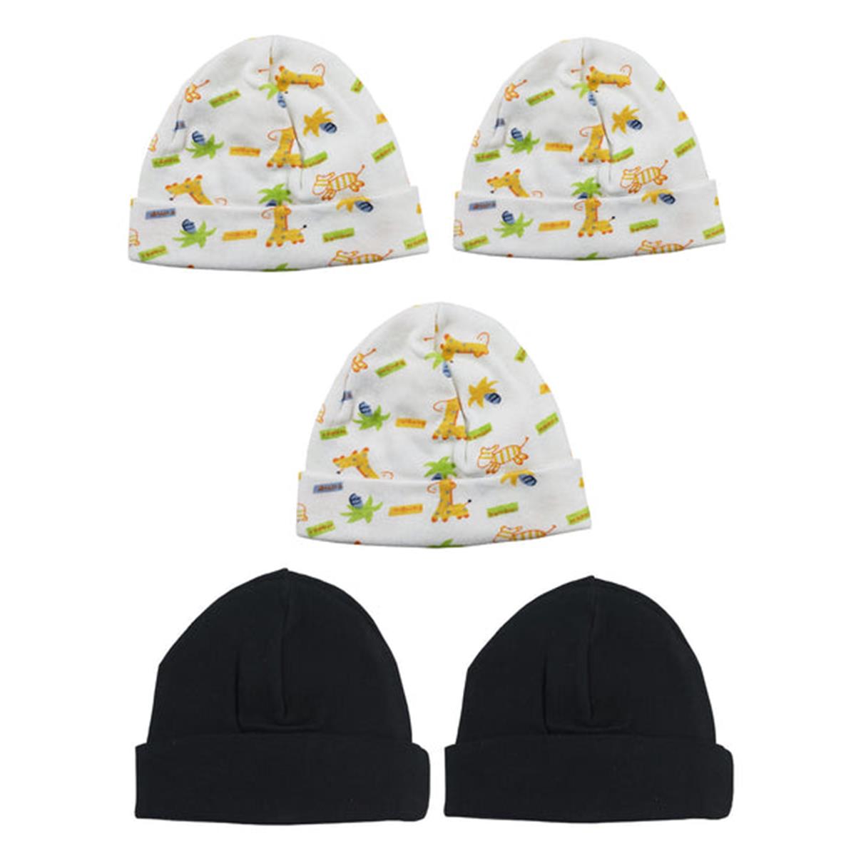 LS-0368 Beanie Baby Caps, Black & Prints - One Size - 5 per Pack