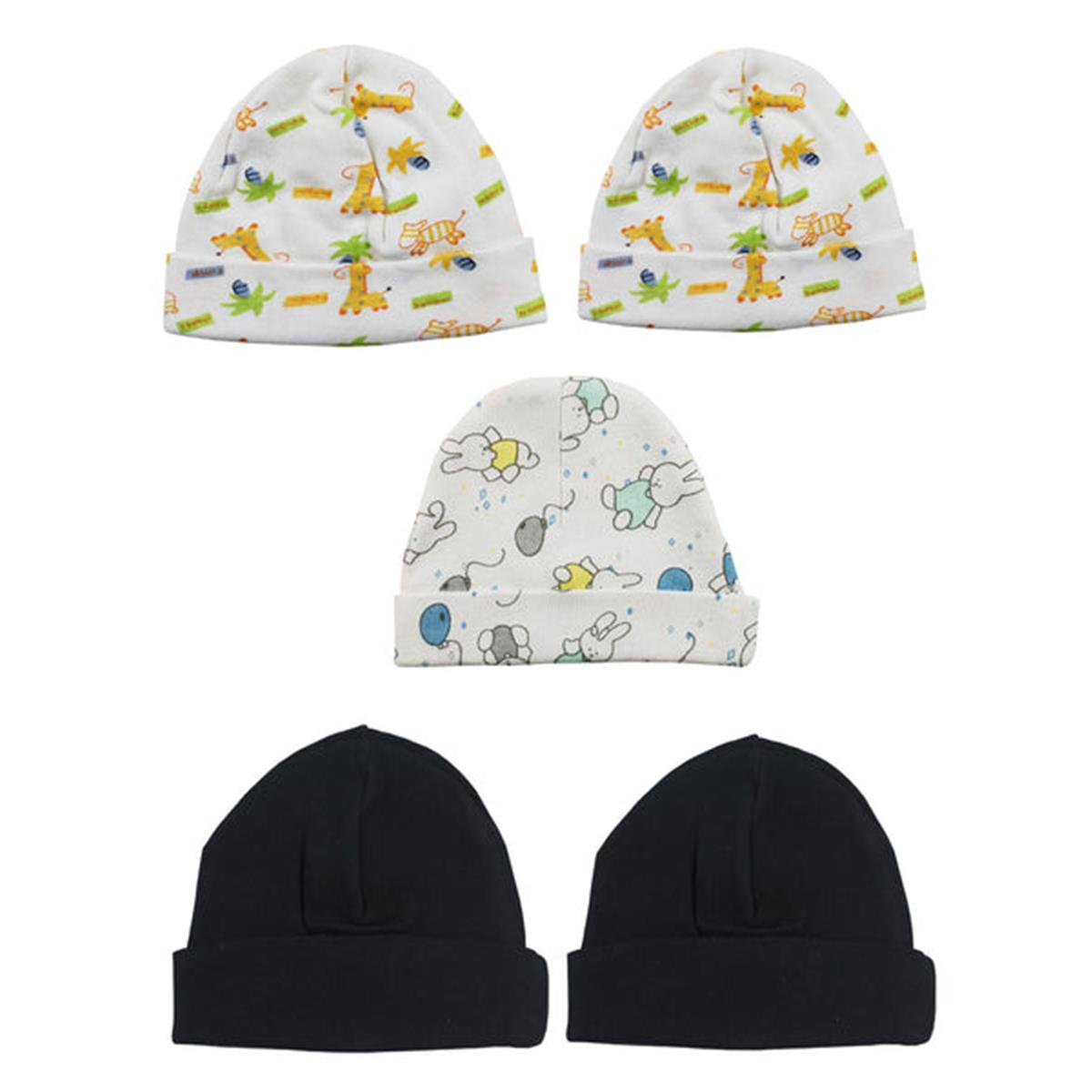 LS-0369 Beanie Baby Caps, Black & Prints - One Size - 5 per Pack