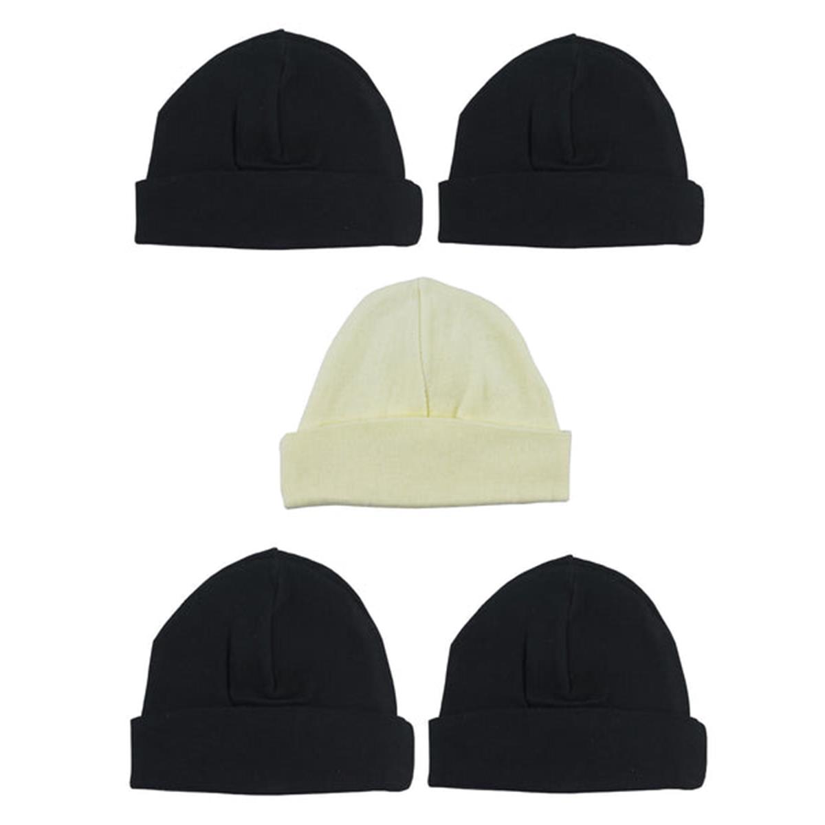 LS-0371 Beanie Baby Caps, Black & Yellow - One Size - 5 per Pack